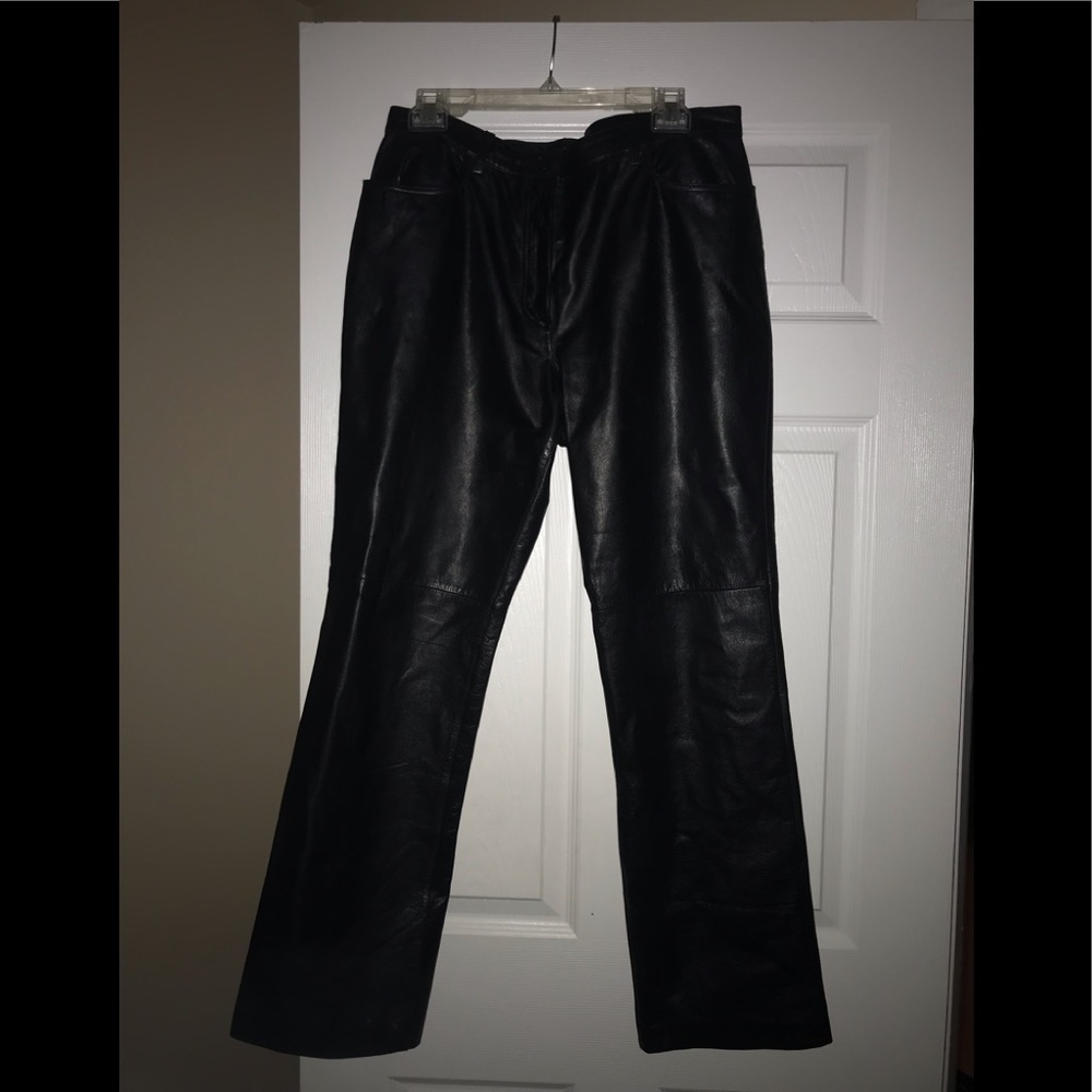 Leather straight leg pant